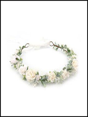 Handmade Flower Crown Headpiece with Preserved Baby's Breath, Adjustable Satin